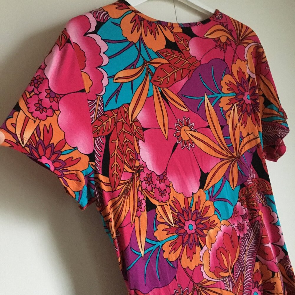 Cable & Gauge Hawaiian Hibiscus Tropical Top Viscose Twist Front XL - Picture 7 of 15